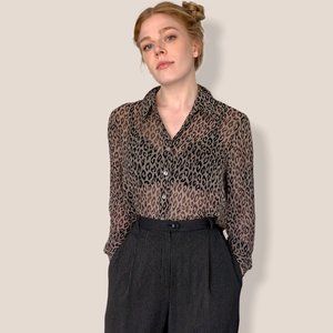 Reformation Sheer Leopard Print Button Down Shirt